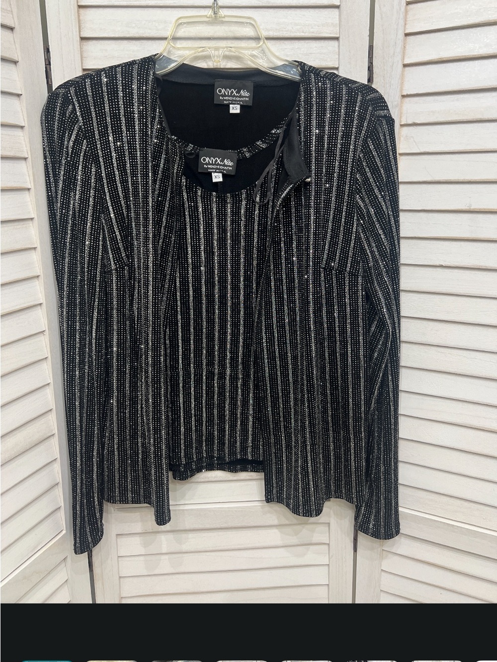Nordstrom Onyx Nite Black & Silver Striped Women's Blazer